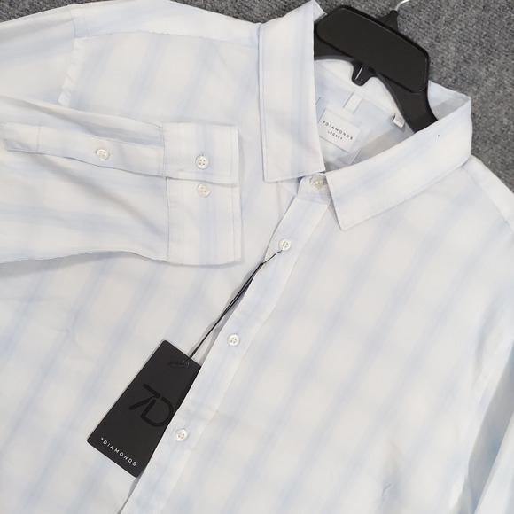 7Diamonds Legacy Shirt Mens 2XL Duarte Supima Lightweight Blue Striped Button Up - Picture 1 of 9